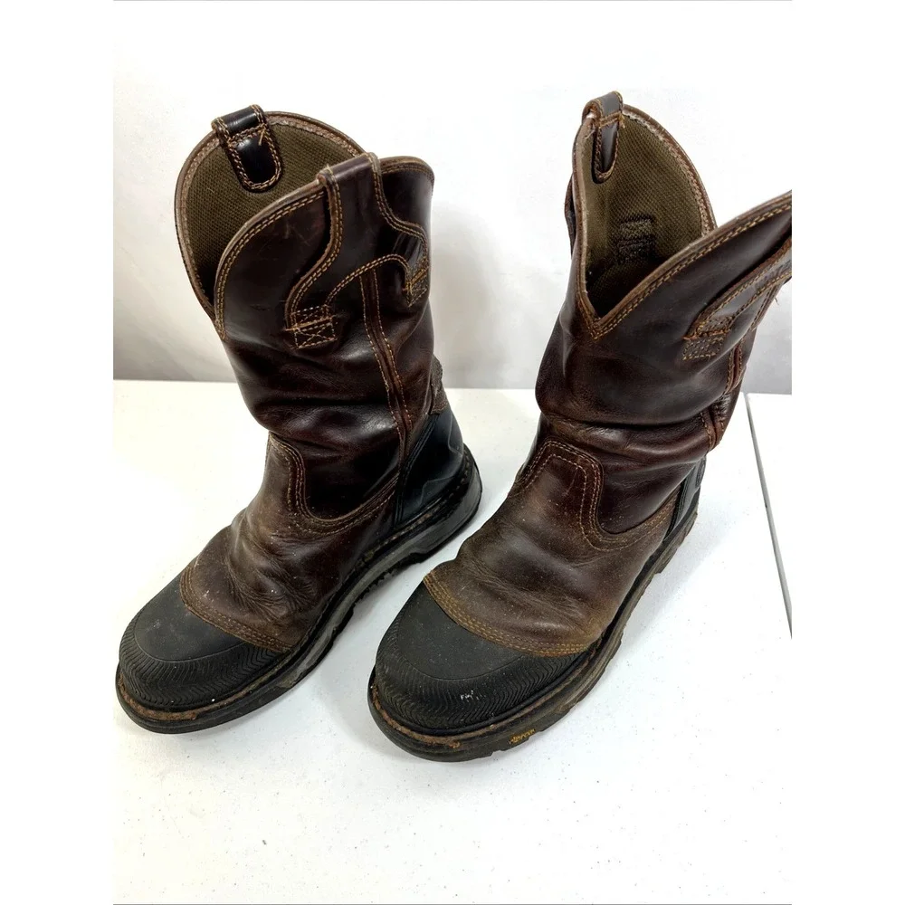 Justin Men's Warhawk Nano Toe Chestnut Leather Vibram Safety Workboot Size 8D‎